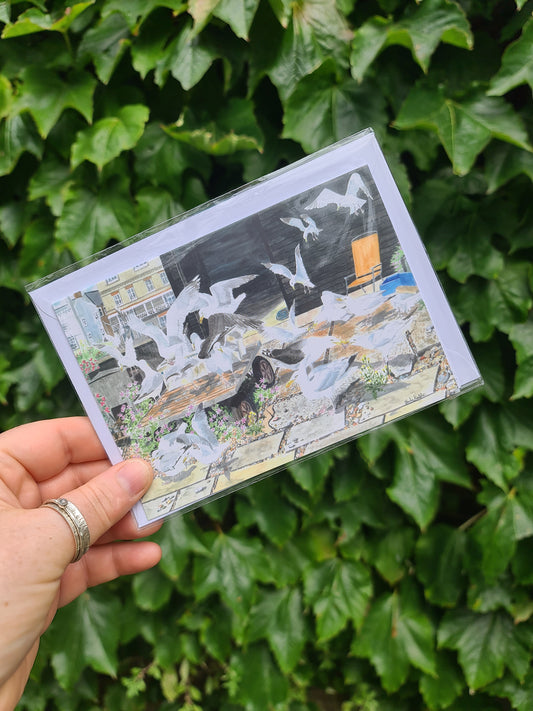 Seagulls, Aldeburgh Beach - Greetings Card