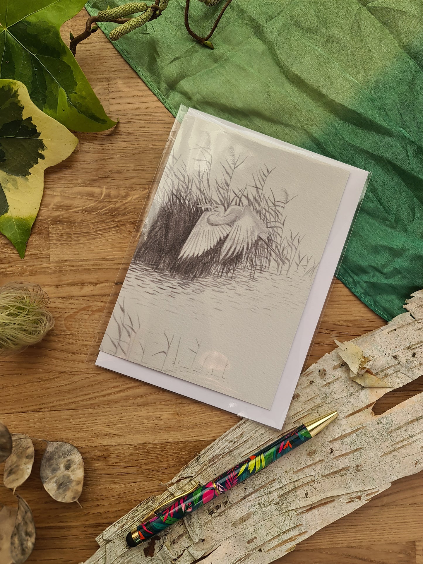 Egret Pencil Sketches - Greetings Card