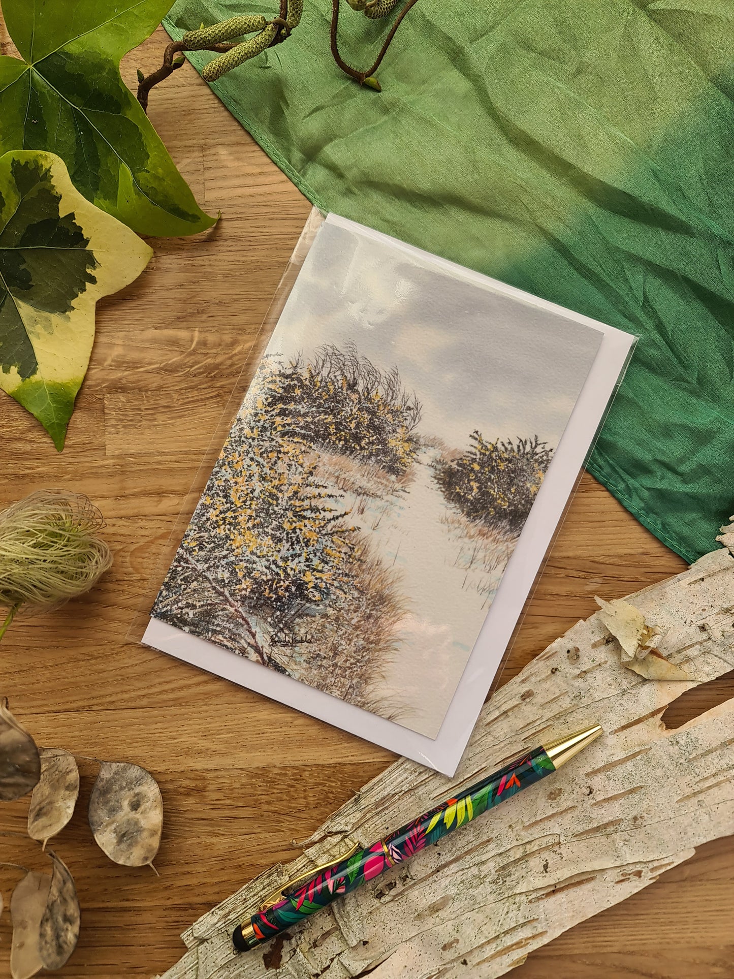 Snowy Gorse - Greetings Card