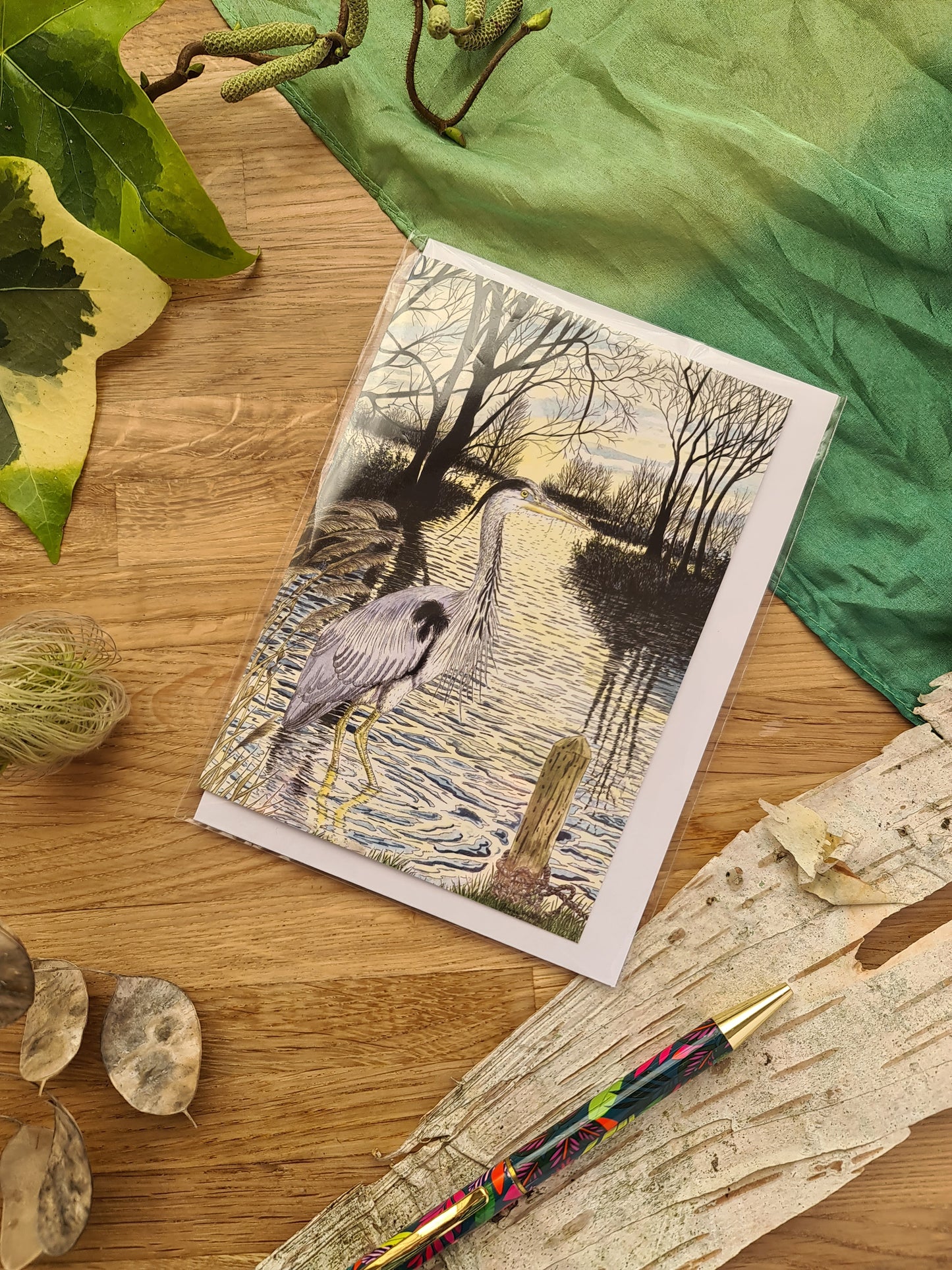 Twilight Heron - Greetings Card