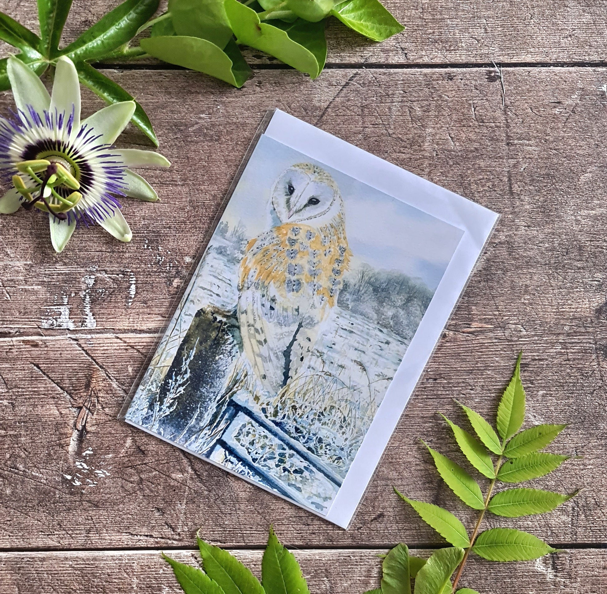 Barn Owl in the Snow - Greetings Card - At the Cherry Tree