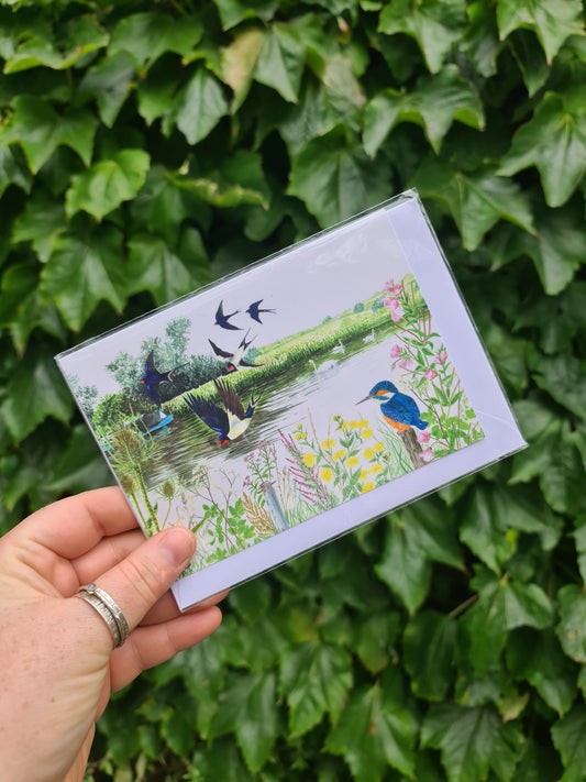 Beccles Riverbank - Greetings Card - At the Cherry Tree
