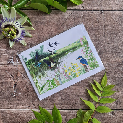 Beccles Riverbank - Greetings Card - At the Cherry Tree