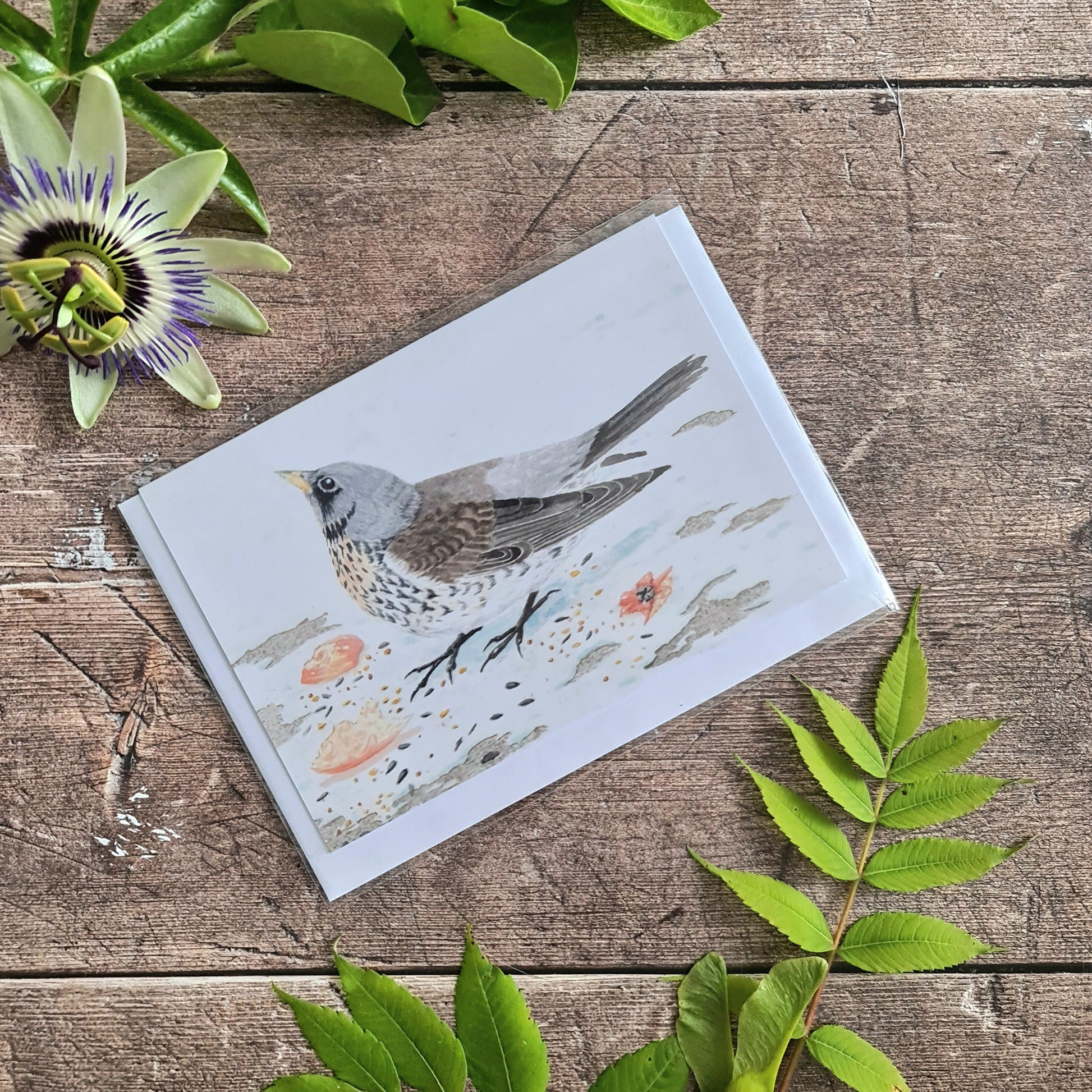 Fieldfare - Greetings Card - At the Cherry Tree