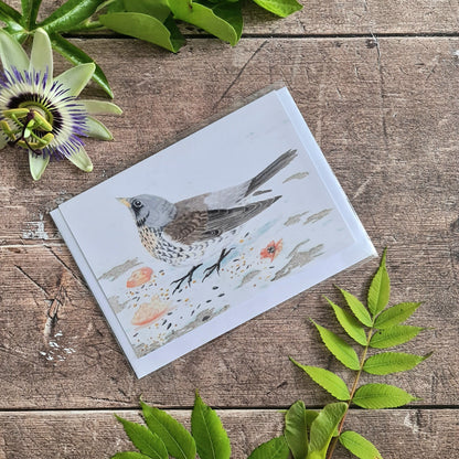 Fieldfare - Greetings Card - At the Cherry Tree