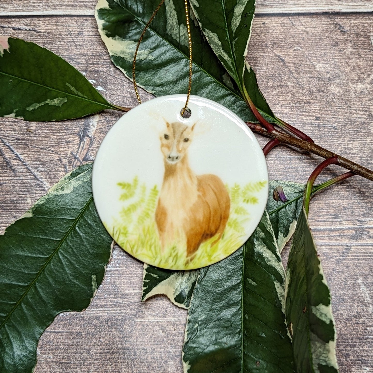 Muntjac Deer Decoration - At the Cherry Tree