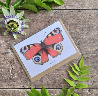 Peacock Butterfly - Greetings Card - At the Cherry Tree