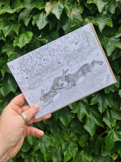 Running Free (Black and White) - Greetings Card - At the Cherry Tree