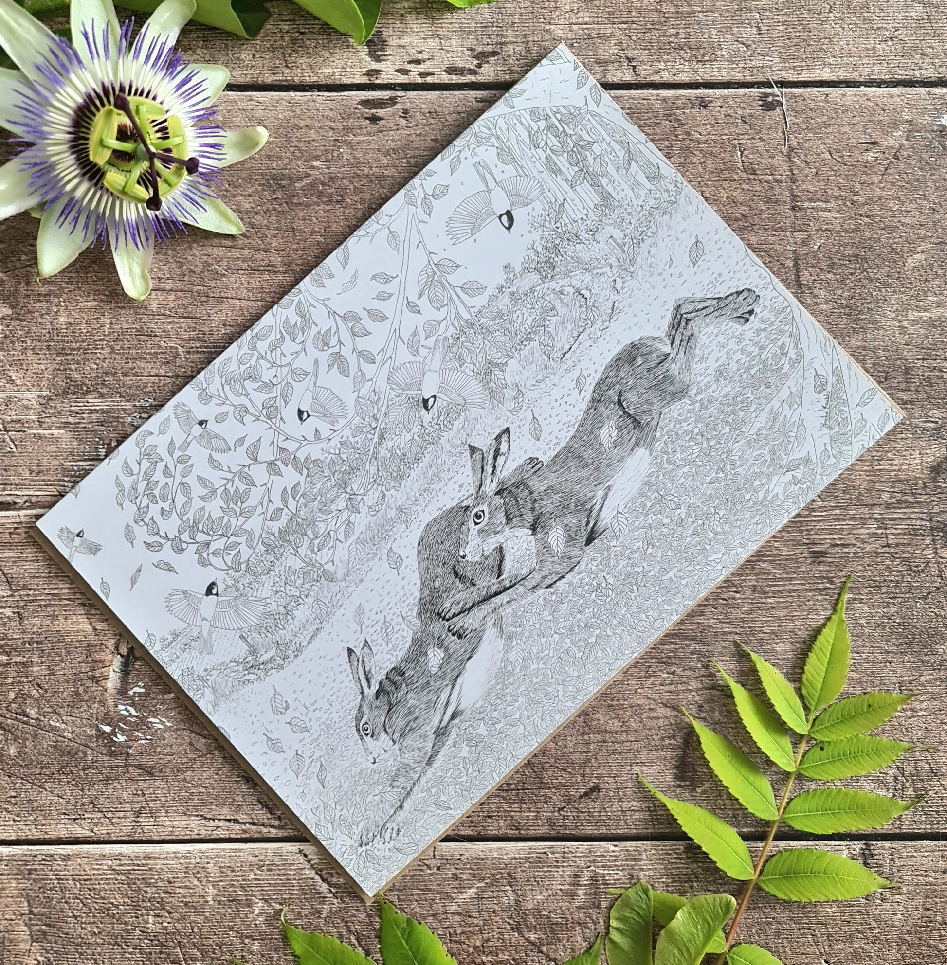 Running Free (Black and White) - Greetings Card - At the Cherry Tree