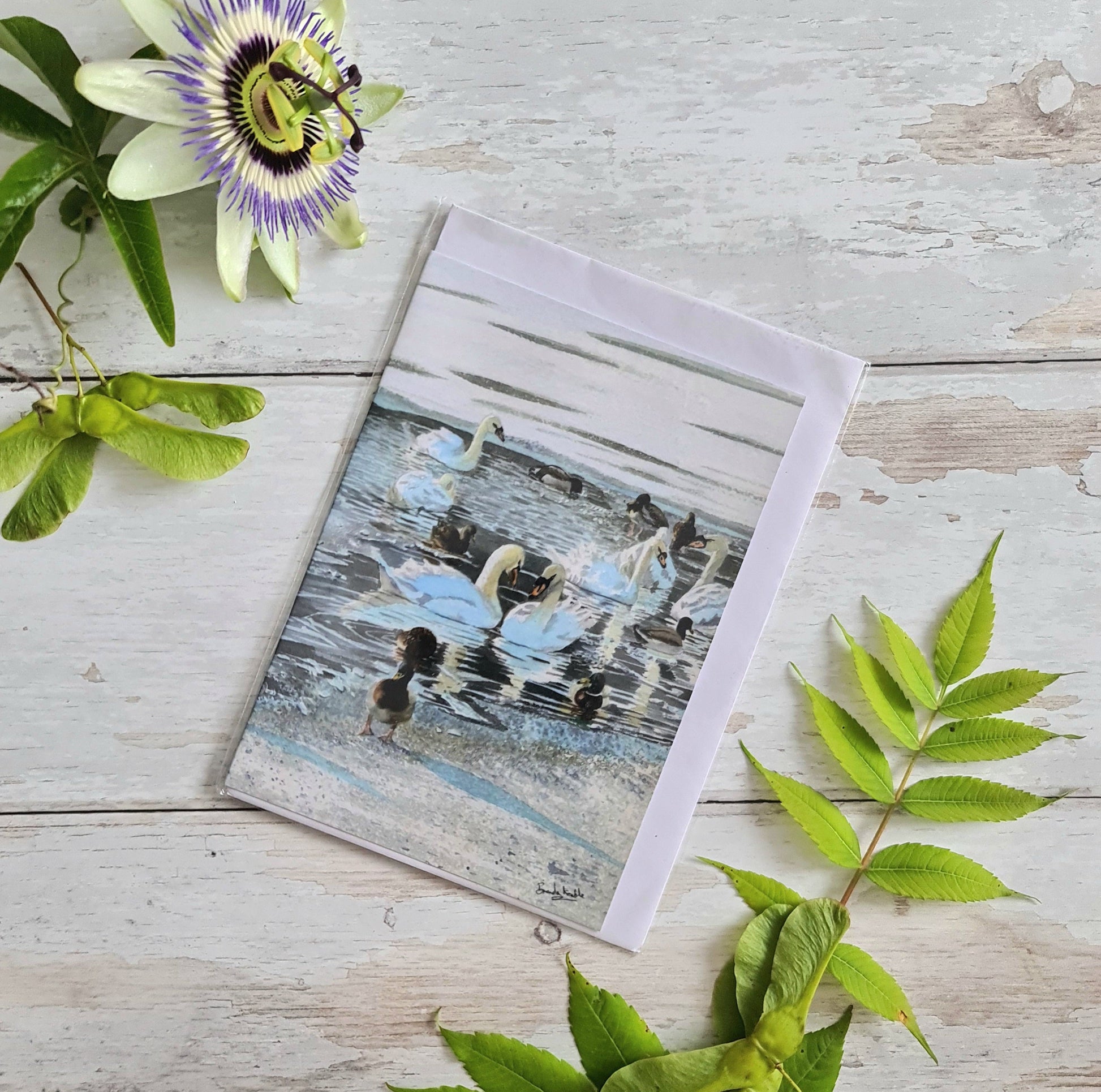 Seven Swans a - Swimming - Greetings Card - At the Cherry Tree