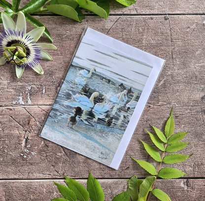 Seven Swans a - Swimming - Greetings Card - At the Cherry Tree