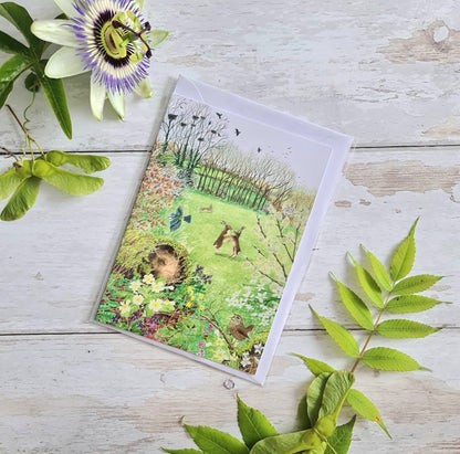 Spring Hares - Greetings Card - At the Cherry Tree