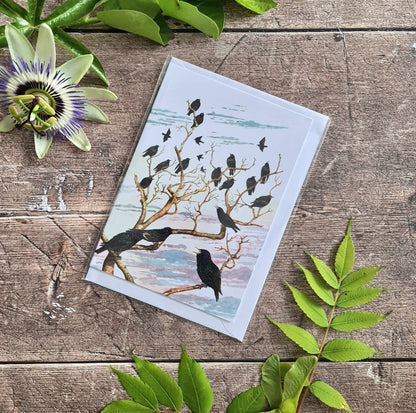 Starlings Roosting - Greetings Card - At the Cherry Tree