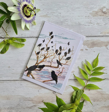 Starlings Roosting - Greetings Card - At the Cherry Tree