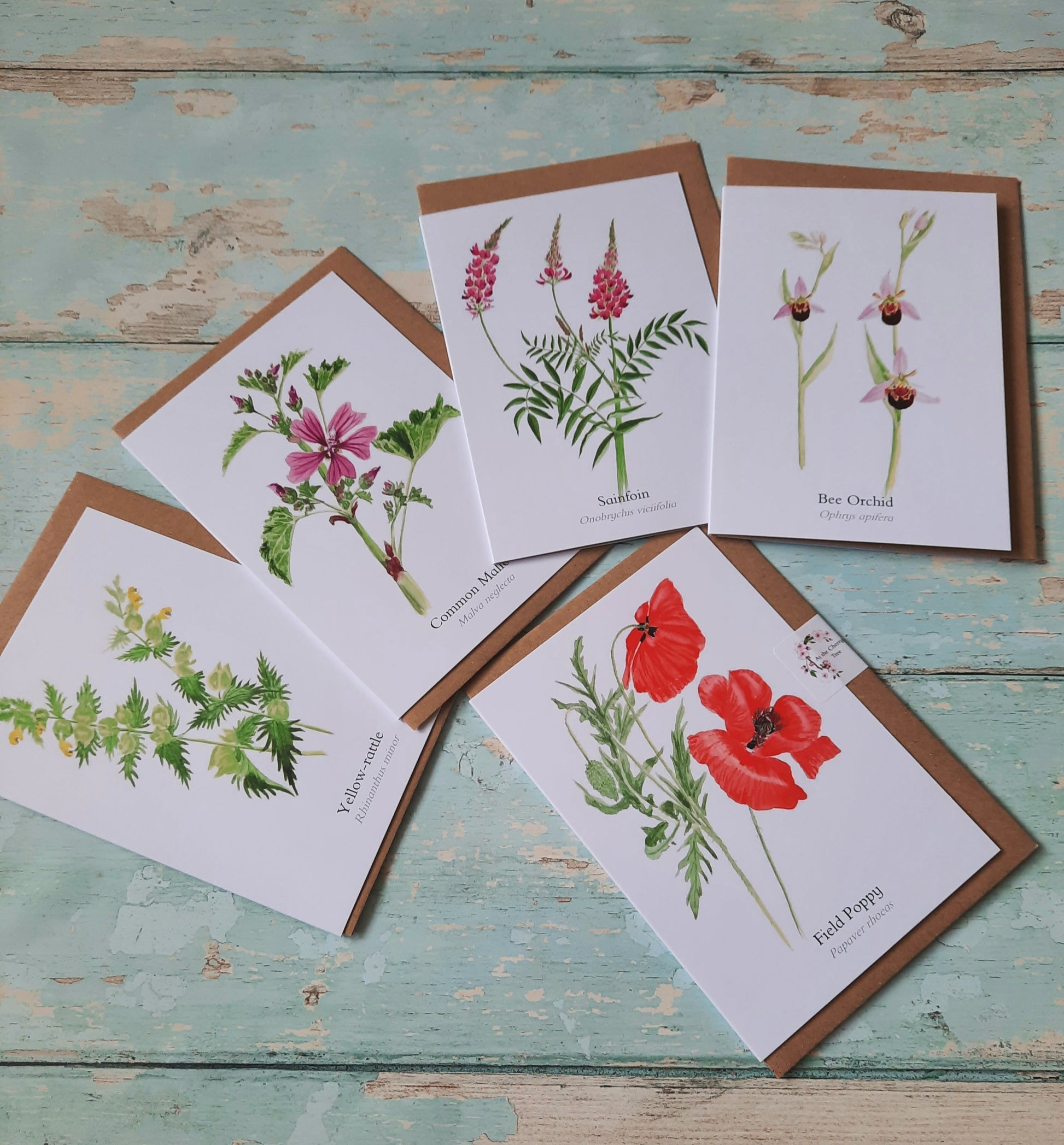 Yellow - rattle Greetings Card - At the Cherry Tree